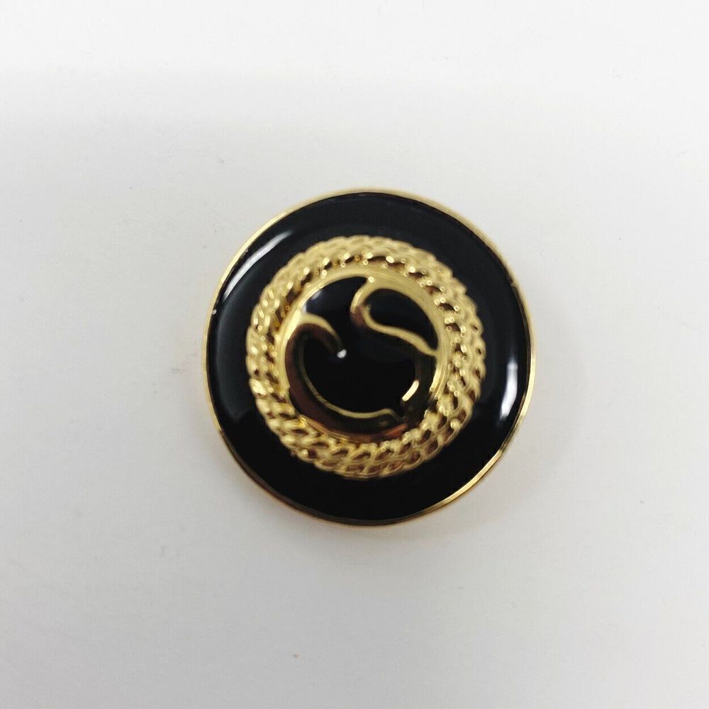 St saint‎ john 1” replacement button black gold enamel Shank